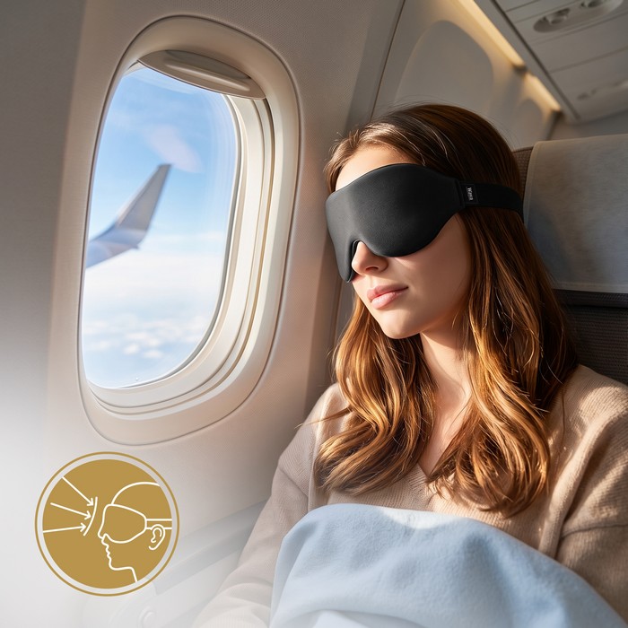 Maska Na Oczy WAYA Do Spania Opaska Sleep Mask 3D PREMIUM CZARNA