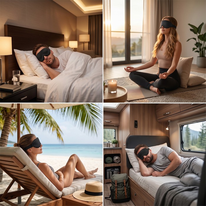 Maska Na Oczy WAYA Do Spania Opaska Sleep Mask 3D PREMIUM CZARNA