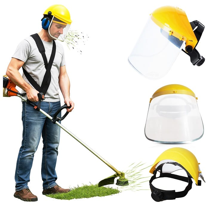 Osłona Twarzy Przyłbica Przeciwodpryskowa Maska Ochronna do Koszenia Trawy Bezbarwna Regulowana